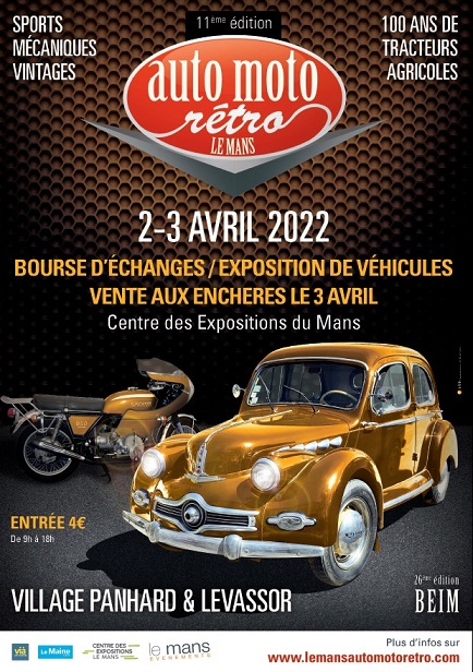Calendrier Bourse Auto Moto 2023 Le Mans Auto Moto Retro - 02 Avril 2022 - Le Mans Evénements